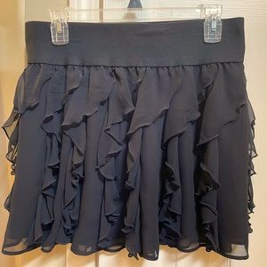 Express Layered Ruffle Mini Skirt- Black Medium